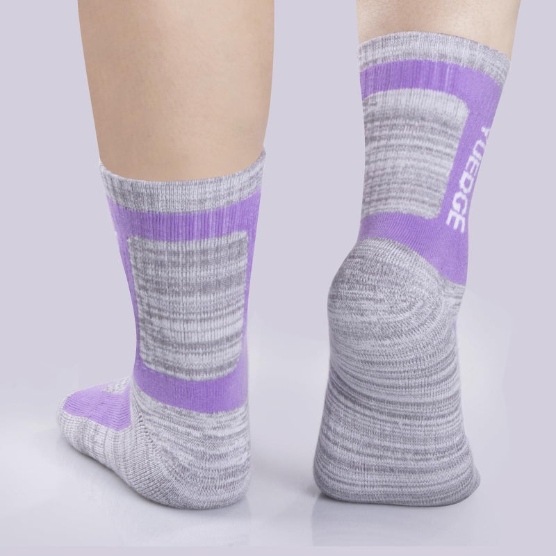 YUEDGE Women's Outdoor Hiking Socks Moisture Wicking Cotton Cushioned Crew Athletic Socks Padded Boot Socks For Women Size 6-9, Mulitcolor, 5 Pairs - Image 2